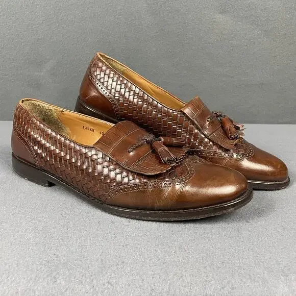 Mezlan Alicante Shoes Mens Size 11.5 W Brown Leather Tassel Loafers Dress Brogue - Picture 1 of 16